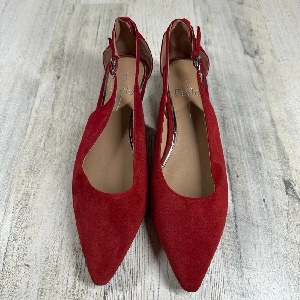 New Linea Paolo Velia Low Wedge Pump Red Suede‎ #157